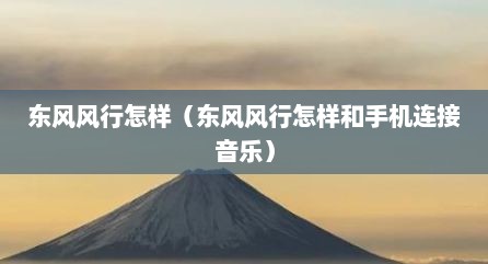 东风风行怎样（东风风行怎样和手机连接音乐）