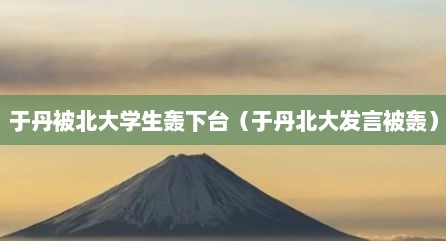 于丹被北大学生轰下台（于丹北大发言被轰）