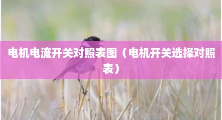 电机电流开关对照表图（电机开关选择对照表）