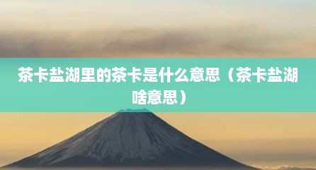 茶卡盐湖里的茶卡是什么意思（茶卡盐湖啥意思）