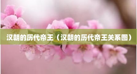 汉朝的历代帝王（汉朝的历代帝王关系图）