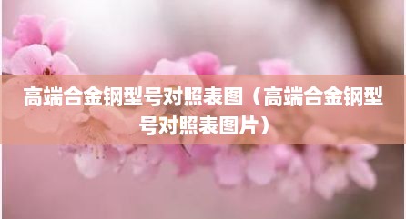 高端合金钢型号对照表图（高端合金钢型号对照表图片）