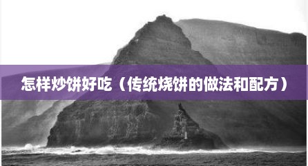 怎样炒饼好吃（传统烧饼的做法和配方）