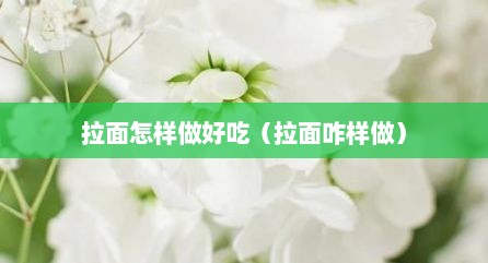 拉面怎样做好吃（拉面咋样做）