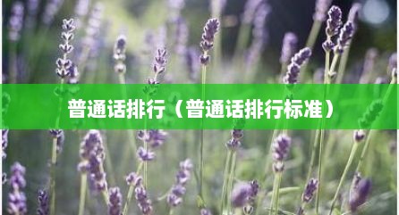 普通话排行（普通话排行标准）