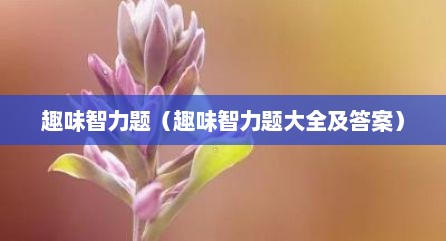 趣味智力题（趣味智力题大全及答案）