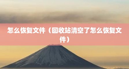 怎么恢复文件（回收站清空了怎么恢复文件）