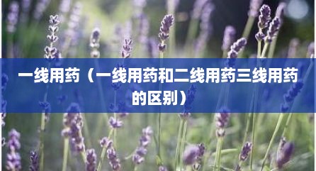 一线用药（一线用药和二线用药三线用药的区别）