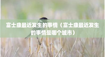 富士康最近发生的事情（富士康最近发生的事情是哪个城市）
