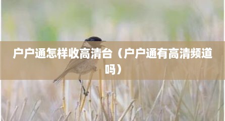 户户通怎样收高清台（户户通有高清频道吗）