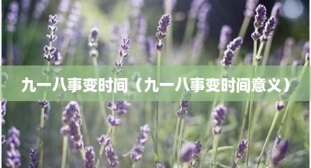 九一八事变时间（九一八事变时间意义）