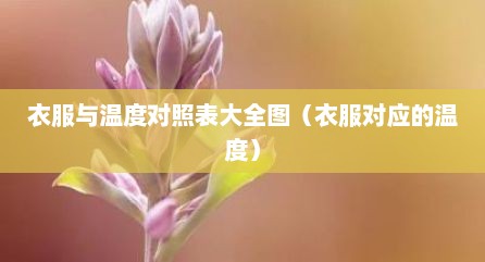 衣服与温度对照表大全图（衣服对应的温度）