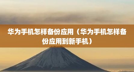 华为手机怎样备份应用（华为手机怎样备份应用到新手机）