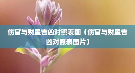 伤官与财星吉凶对照表图（伤官与财星吉凶对照表图片）