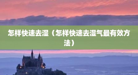 怎样快速去湿（怎样快速去湿气最有效方法）