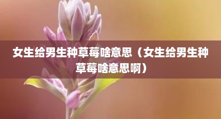 女生给男生种草莓啥意思（女生给男生种草莓啥意思啊）