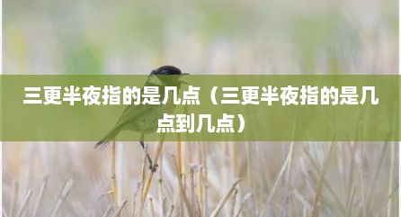 三更半夜指的是几点（三更半夜指的是几点到几点）
