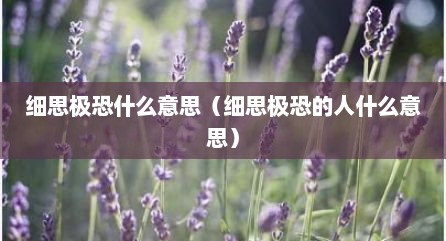 细思极恐什么意思（细思极恐的人什么意思）
