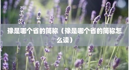豫是哪个省的简称（豫是哪个省的简称怎么读）
