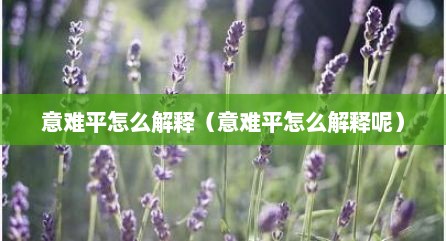 意难平怎么解释（意难平怎么解释呢）