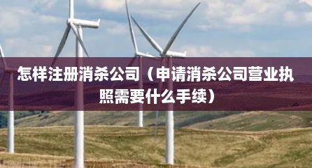 怎样注册消杀公司（申请消杀公司营业执照需要什么手续）
