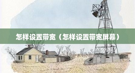 怎样设置带宽（怎样设置带宽屏幕）