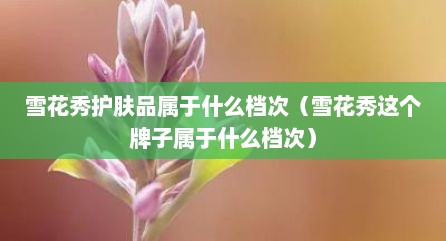 雪花秀护肤品属于什么档次（雪花秀这个牌子属于什么档次）