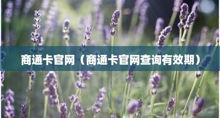 商通卡官网（商通卡官网查询有效期）