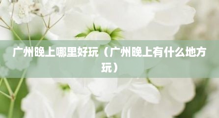 广州晚上哪里好玩（广州晚上有什么地方玩）