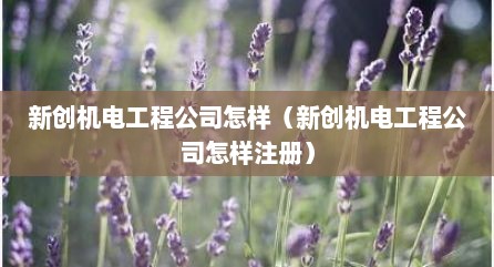 新创机电工程公司怎样（新创机电工程公司怎样注册）