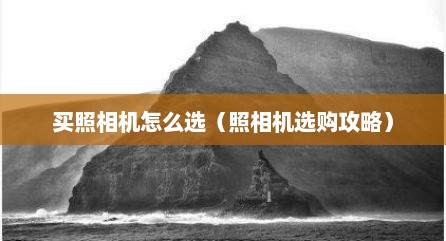买照相机怎么选（照相机选购攻略）