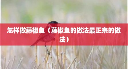 怎样做藤椒鱼（藤椒鱼的做法最正宗的做法）