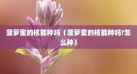 菠萝蜜的核能种吗（菠萝蜜的核能种吗?怎么种）