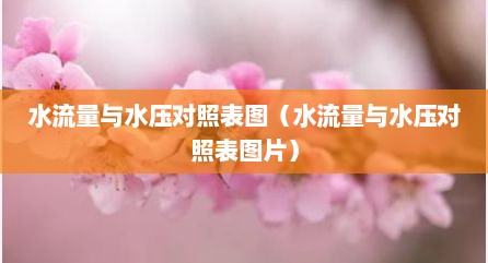 水流量与水压对照表图（水流量与水压对照表图片）