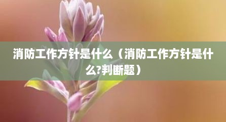 消防工作方针是什么（消防工作方针是什么?判断题）