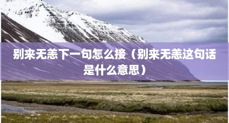 别来无恙下一句怎么接（别来无恙这句话是什么意思）