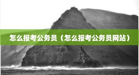 怎么报考公务员（怎么报考公务员网站）