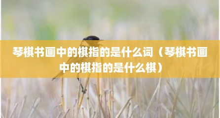 琴棋书画中的棋指的是什么词（琴棋书画中的棋指的是什么棋）