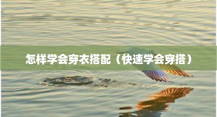 怎样学会穿衣搭配（快速学会穿搭）