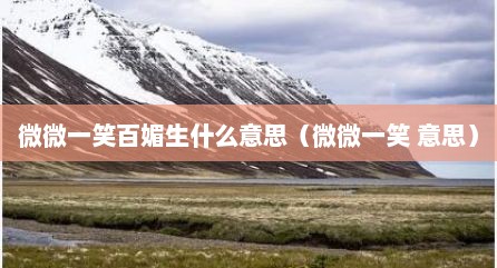 微微一笑百媚生什么意思（微微一笑 意思）