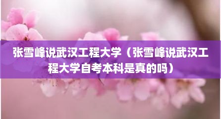 张雪峰说武汉工程大学（张雪峰说武汉工程大学自考本科是真的吗）
