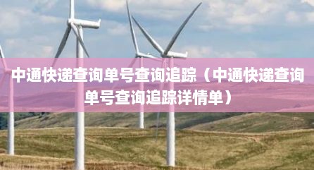 中通快递查询单号查询追踪（中通快递查询单号查询追踪详情单）