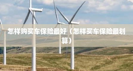 怎样购买车保险最好（怎样买车保险最划算）