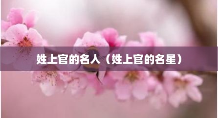 姓上官的名人（姓上官的名星）