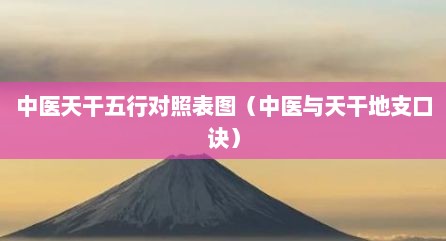 中医天干五行对照表图（中医与天干地支口诀）