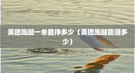 美团跑腿一单能挣多少（美团跑腿能赚多少）
