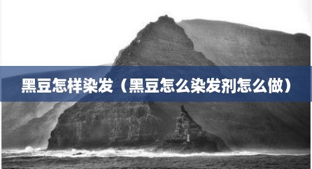 黑豆怎样染发（黑豆怎么染发剂怎么做）