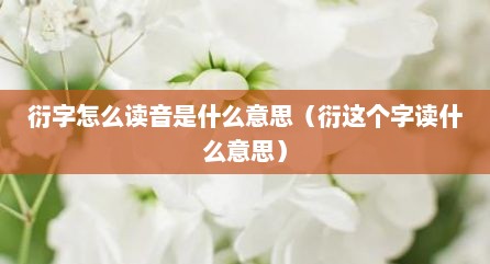 衍字怎么读音是什么意思（衍这个字读什么意思）