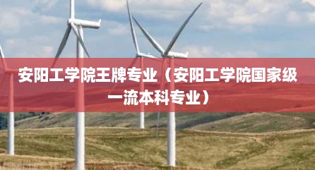 安阳工学院王牌专业（安阳工学院国家级一流本科专业）