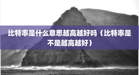 比特率是什么意思越高越好吗（比特率是不是越高越好）